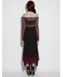 Punk Rave Black and Red Gothic Gradient Irregular Fishtail Skirt