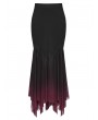 Punk Rave Black and Red Gothic Gradient Irregular Fishtail Skirt