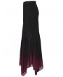 Punk Rave Black and Red Gothic Gradient Irregular Fishtail Skirt