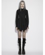 Punk Rave Black Gothic Asymmetrical Lantern Sleeve Short Shirt Dress