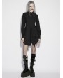 Punk Rave Black Gothic Asymmetrical Lantern Sleeve Short Shirt Dress