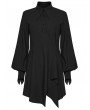 Punk Rave Black Gothic Asymmetrical Lantern Sleeve Short Shirt Dress