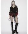 Punk Rave Black and Red Gothic Chiffon Gradient Loose Ruffle Shirt for Women