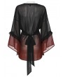 Punk Rave Black and Red Gothic Chiffon Gradient Loose Ruffle Shirt for Women