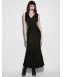 Punk Rave Black Gothic Decadent Rose Hooded Sleeveless Fishtail Long Dress