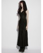 Punk Rave Black Gothic Decadent Rose Hooded Sleeveless Fishtail Long Dress