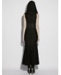 Punk Rave Black Gothic Decadent Rose Hooded Sleeveless Fishtail Long Dress