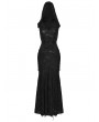 Punk Rave Black Gothic Decadent Rose Hooded Sleeveless Fishtail Long Dress