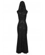 Punk Rave Black Gothic Decadent Rose Hooded Sleeveless Fishtail Long Dress