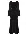 Punk Rave Black Gothic Velvet Hollow Fared Sleeve Long Fishtail Dress
