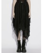 Punk Rave Black Gothic Irregular Bat Mesh Layered Midi Skirt