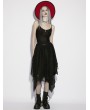 Punk Rave Black Gothic Irregular Bat Mesh Layered Midi Skirt