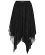 Punk Rave Black Gothic Irregular Bat Mesh Layered Midi Skirt
