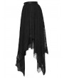 Punk Rave Black Gothic Irregular Bat Mesh Layered Midi Skirt