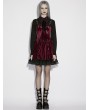 Punk Rave Red Gothic Striped Velvet Short Dress with Detachable Bow