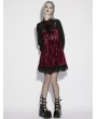 Punk Rave Red Gothic Striped Velvet Short Dress with Detachable Bow