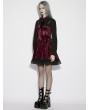 Punk Rave Red Gothic Striped Velvet Short Dress with Detachable Bow