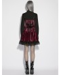 Punk Rave Red Gothic Striped Velvet Short Dress with Detachable Bow