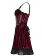 Punk Rave Red Gothic Striped Velvet Short Dress with Detachable Bow