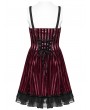 Punk Rave Red Gothic Striped Velvet Short Dress with Detachable Bow