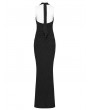Punk Rave Black Gothic Jacquard Halter Neck Fishtail Maxi Dress