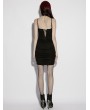 Punk Rave Black Gothic Sexy Slip Ruched Bodycon Short Dress