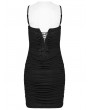 Punk Rave Black Gothic Sexy Slip Ruched Bodycon Short Dress
