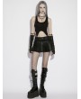 Punk Rave Black Gothic Punk Buckle Decor Low Waist Pleated Mini Skirt