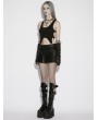 Punk Rave Black Gothic Punk Buckle Decor Low Waist Pleated Mini Skirt