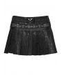 Punk Rave Black Gothic Punk Buckle Decor Low Waist Pleated Mini Skirt