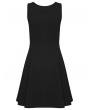 Punk Rave Black Gothic Moon Print Slim Sleeveless Short Pleated Dress