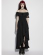 Punk Rave Black Gothic Daily Jacquard Short Sleeves Irregular High-Low Dress