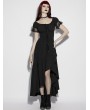 Punk Rave Black Gothic Daily Jacquard Short Sleeves Irregular High-Low Dress