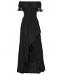 Punk Rave Black Gothic Daily Jacquard Short Sleeves Irregular High-Low Dress