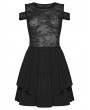 Punk Rave Black Gothic Perspective Mesh Patterned Lace Short Dress