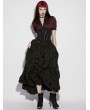Punk Rave Black Gothic Pleated Retro Layered Maxi Skirt