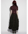 Punk Rave Black Gothic Pleated Retro Layered Maxi Skirt
