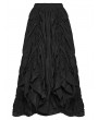 Punk Rave Black Gothic Pleated Retro Layered Maxi Skirt