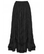 Punk Rave Black Gothic Pleated Retro Layered Maxi Skirt