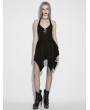 Punk Rave Black Gothic Irregular Halter Tie-Back Short Dress