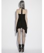 Punk Rave Black Gothic Irregular Halter Tie-Back Short Dress