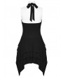 Punk Rave Black Gothic Irregular Halter Tie-Back Short Dress