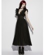 Punk Rave Black Gothic Romantic Sexy Deep V-Neck Flutter Sleeve Long Dress
