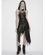 Punk Rave Black Gothic Wasteland Hooded Sleeveless Asymmetrical Dress