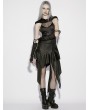 Punk Rave Black Gothic Wasteland Hooded Sleeveless Asymmetrical Dress