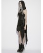 Punk Rave Black Gothic Wasteland Hooded Sleeveless Asymmetrical Dress
