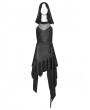 Punk Rave Black Gothic Wasteland Hooded Sleeveless Asymmetrical Dress