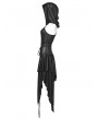 Punk Rave Black Gothic Wasteland Hooded Sleeveless Asymmetrical Dress