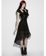 Punk Rave Black Gothic Cross Flutter Sleeve Lace High-Low Dress