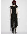 Punk Rave Black Gothic Cross Flutter Sleeve Lace High-Low Dress